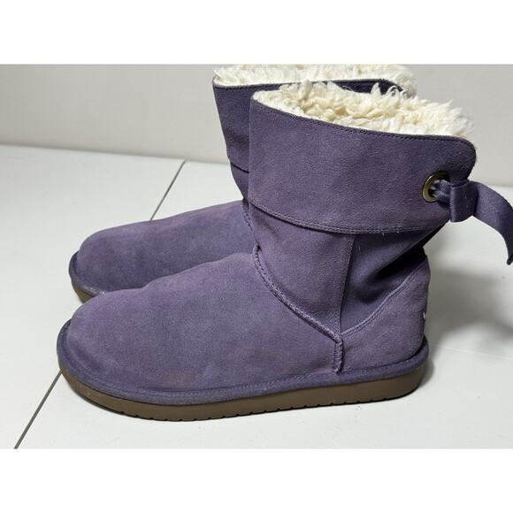 Koolaburra by UGG Suede Short Boots Koola Elderberry Sz 4 - Picture 1 of 9